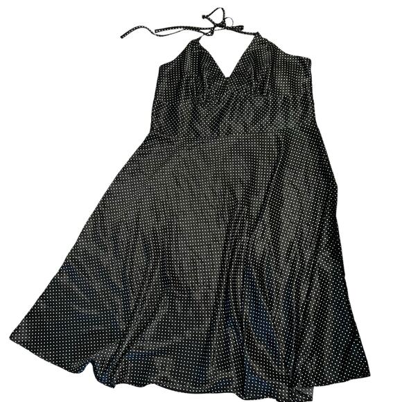 A.P.N.Y. II Dress SZ 20W Black White Polka Dots Babydoll Halter Flared Party - Picture 2 of 8